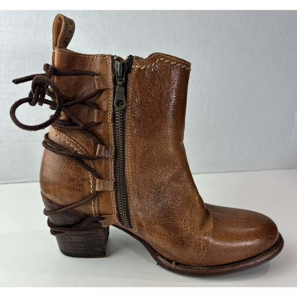 Bed Stu Blaire Leather Ankle Boot Tan Rustic Cobbler Lace Boots Women's Size 9 - Picture 11 of 16